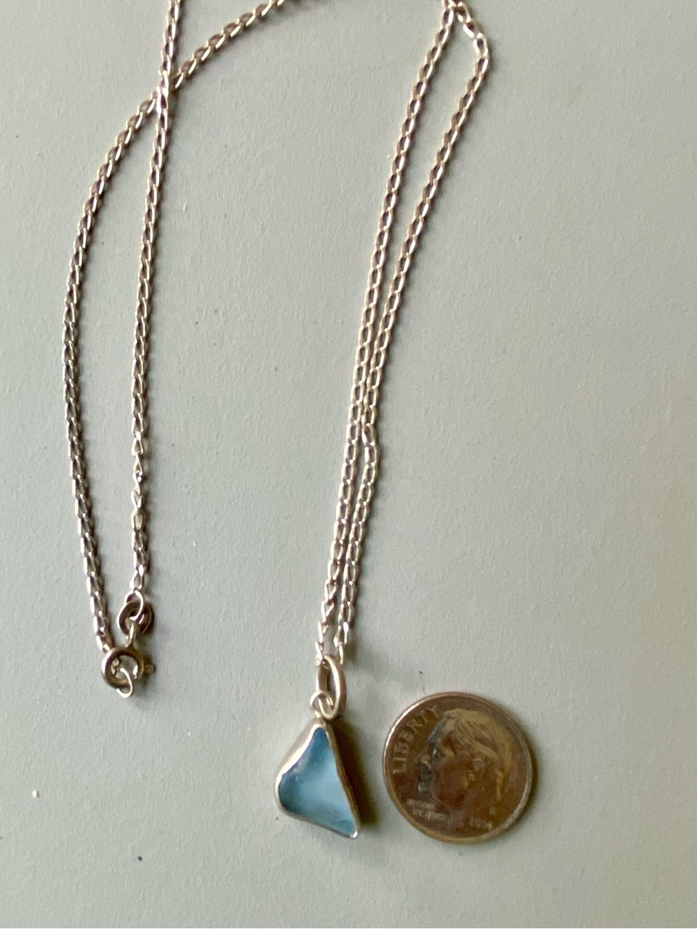 Handmade Sea Glass & Sterling Necklace, signed DvH 925 BALI (by Betty Belts) - Picture 6 of 10